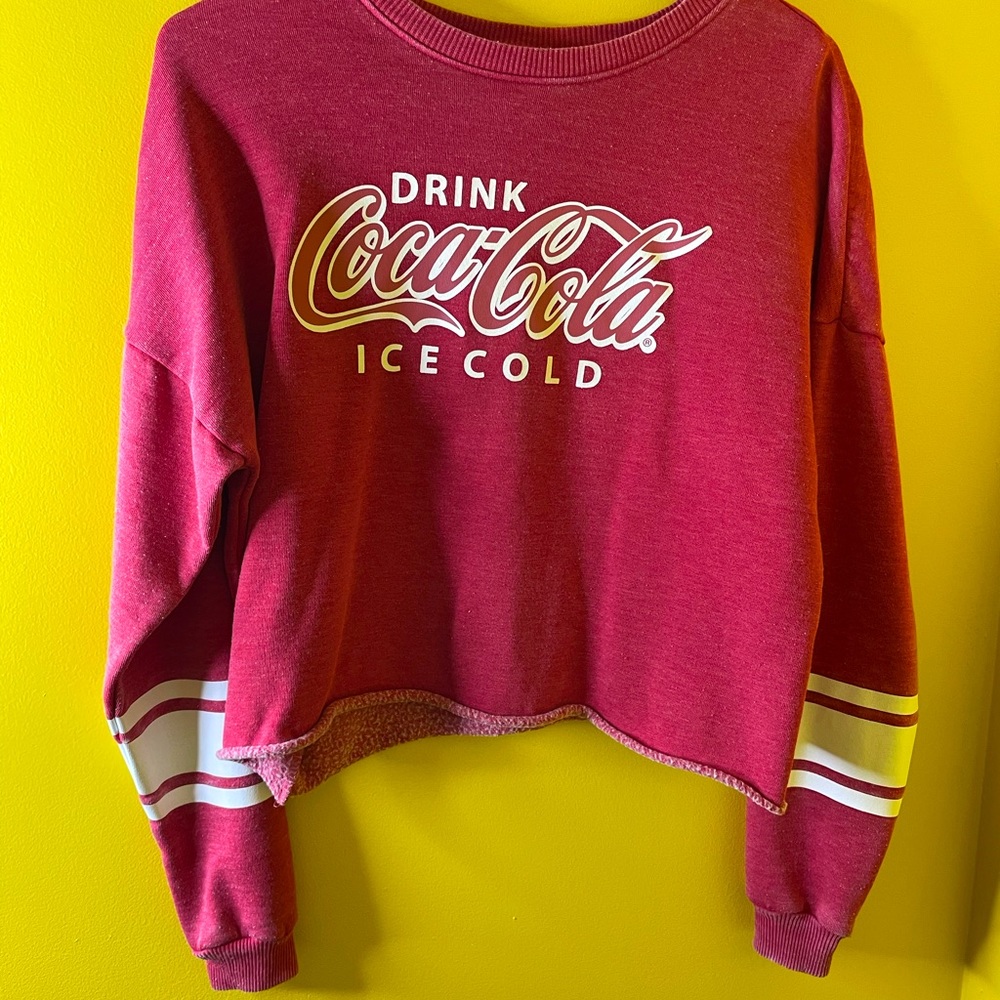 Red Coca-Cola striped cropped sweater